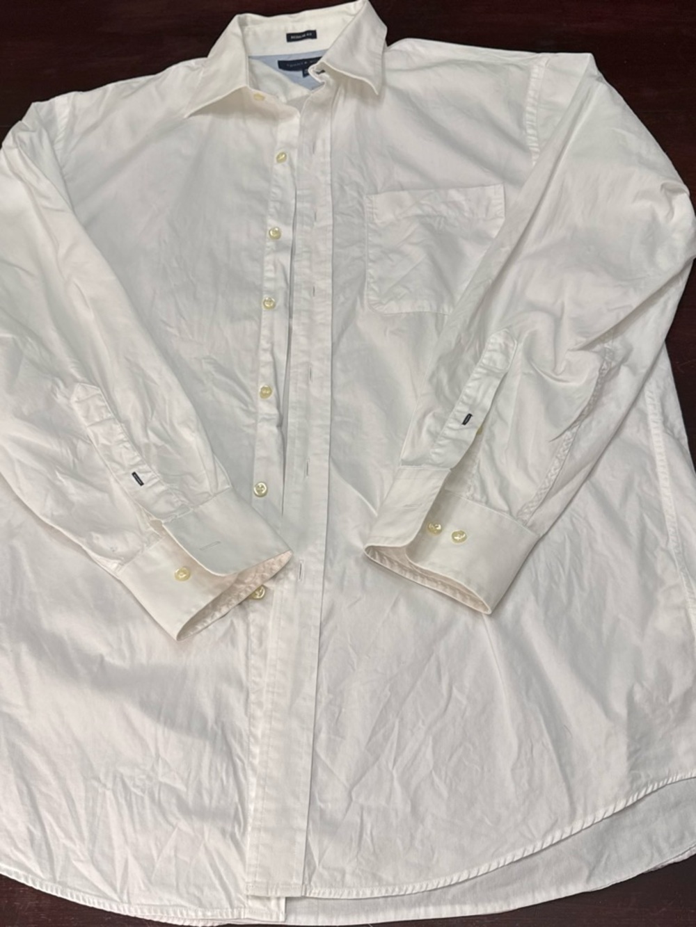 Tommy Hilfiger White Long-Sleeve Button-Up Dress Shirt